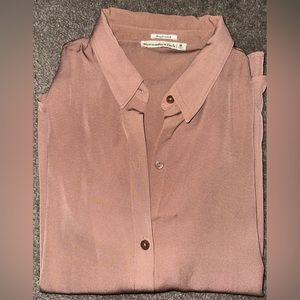 Abercrombie tan boyfriend button up top